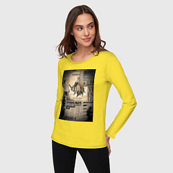Лонгслив хлопковый женский Важные новости, цвет: желтый — фото 2