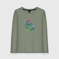 Лонгслив хлопковый женский Синица на малине, цвет: авокадо
