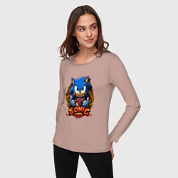 Лонгслив хлопковый женский Sonicexe, цвет: пыльно-розовый — фото 2