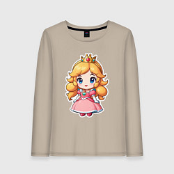 Лонгслив хлопковый женский Маленькая принцесса Пич, цвет: миндальный