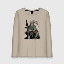 Лонгслив хлопковый женский Боевой пехотинец в броне, цвет: миндальный