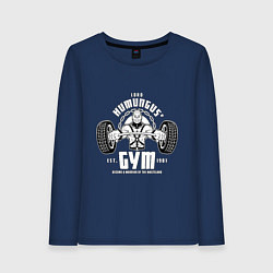 Лонгслив хлопковый женский Lord humungus - gym workout, цвет: тёмно-синий