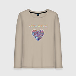 Лонгслив хлопковый женский Crystalline heart, цвет: миндальный