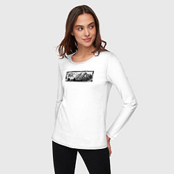Лонгслив хлопковый женский Внедорожник, велосипед и горы - оффроад, цвет: белый — фото 2
