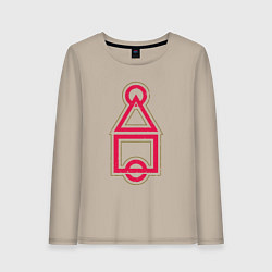 Лонгслив хлопковый женский Символы игры в кальмара, цвет: миндальный