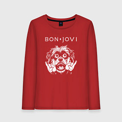 Лонгслив хлопковый женский Bon Jovi rock dog, цвет: красный