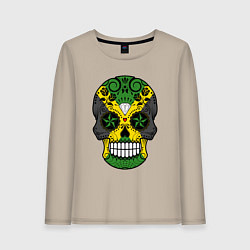 Лонгслив хлопковый женский Jamaica skull, цвет: миндальный