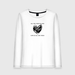 Лонгслив хлопковый женский Любовь это все, цвет: белый