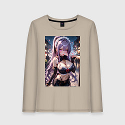 Лонгслив хлопковый женский Горничная-куноити, цвет: миндальный