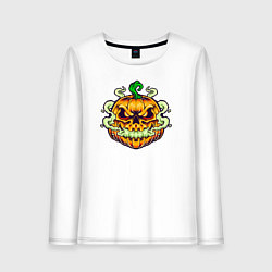 Лонгслив хлопковый женский Evil pumpkin, цвет: белый