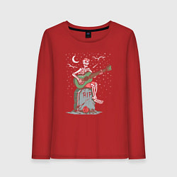 Лонгслив хлопковый женский Мелодия на кладбище, цвет: красный