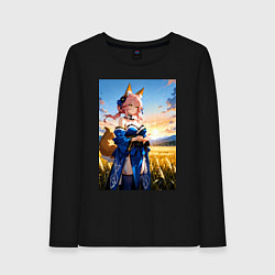 Лонгслив хлопковый женский Tamamo no Mae Fate Grand Order, цвет: черный