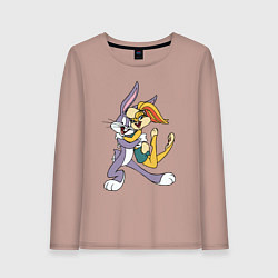 Лонгслив хлопковый женский Bugs Bunny - Lola Bunny, цвет: пыльно-розовый