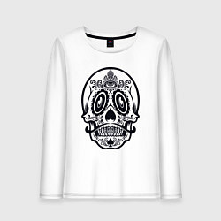 Лонгслив хлопковый женский Skull Mexico, цвет: белый
