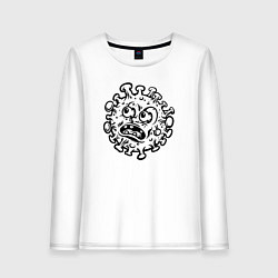 Лонгслив хлопковый женский Удивлённый вирус, цвет: белый