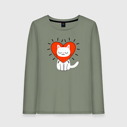 Лонгслив хлопковый женский Кошкино сердечко, цвет: авокадо