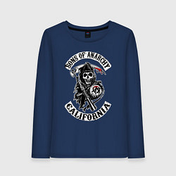 Лонгслив хлопковый женский Sons of anarchy - logo, цвет: тёмно-синий