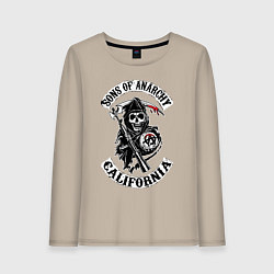 Лонгслив хлопковый женский Sons of anarchy - logo, цвет: миндальный