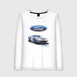 Лонгслив хлопковый женский Ford motorsport - sketch, цвет: белый