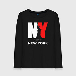 Лонгслив хлопковый женский The city of New York, цвет: черный