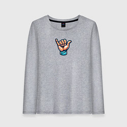 Лонгслив хлопковый женский Жест руки Шака или Джамбо, цвет: меланж