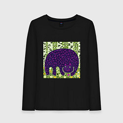 Лонгслив хлопковый женский Медведь в березовом лесу, цвет: черный