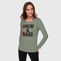 Лонгслив хлопковый женский Drum and bass color, цвет: авокадо — фото 2