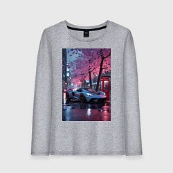 Женский лонгслив Суперкар и сакура