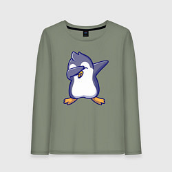 Лонгслив хлопковый женский Dab penguin, цвет: авокадо