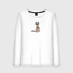 Лонгслив хлопковый женский Kitten, цвет: белый