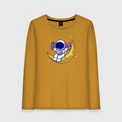 Лонгслив хлопковый женский Космическое мороженое, цвет: горчичный