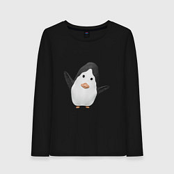 Лонгслив хлопковый женский Cartoon penguin, цвет: черный