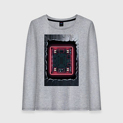 Лонгслив хлопковый женский Что внутри, цвет: меланж