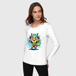 Лонгслив хлопковый женский Big Pikachu, цвет: белый — фото 2