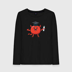 Лонгслив хлопковый женский Дьяволёнок выпускник, цвет: черный