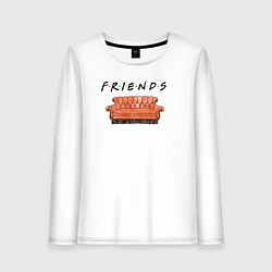 Лонгслив хлопковый женский Friends - logo, цвет: белый