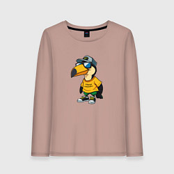 Лонгслив хлопковый женский Тукан в кроссовках, цвет: пыльно-розовый