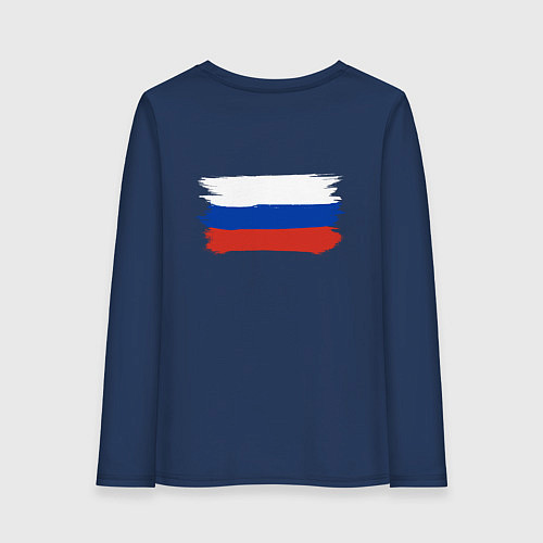 Женский лонгслив Флаг россии нарисованный / Тёмно-синий – фото 2