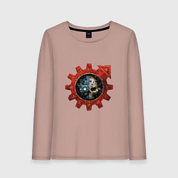 Лонгслив хлопковый женский Адептус механикус лого Warhammer, цвет: пыльно-розовый