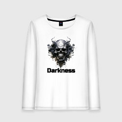 Лонгслив хлопковый женский Dark skull, цвет: белый