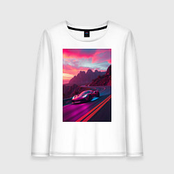 Женский лонгслив Суперкар едет по серпантину