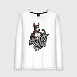 Лонгслив хлопковый женский Beast gym dog, цвет: белый
