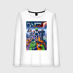 Лонгслив хлопковый женский Mass effect and Minecraft - ai art collaboration, цвет: белый