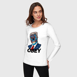 Лонгслив хлопковый женский Trump obey, цвет: белый — фото 2