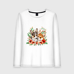 Женский лонгслив Щенки корги