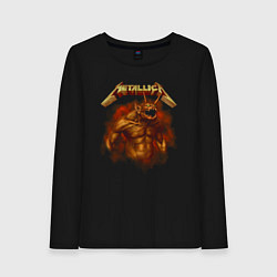 Лонгслив хлопковый женский Metallica Funny Monster, цвет: черный