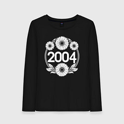 Лонгслив хлопковый женский Герберы и круг 2004, цвет: черный