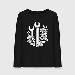 Женский лонгслив Рожковые ключи в розах