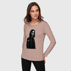 Лонгслив хлопковый женский Bones в образе рок звезды, цвет: пыльно-розовый — фото 2