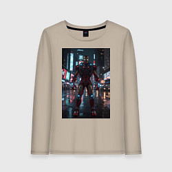 Женский лонгслив Железный человек посреди ночного города